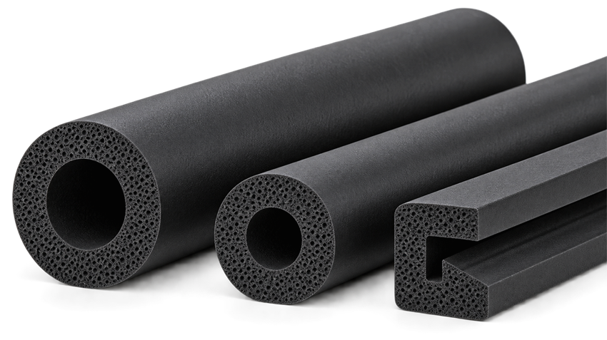 Sponge profiles for sealing, cushioning, insulation and sound absorption